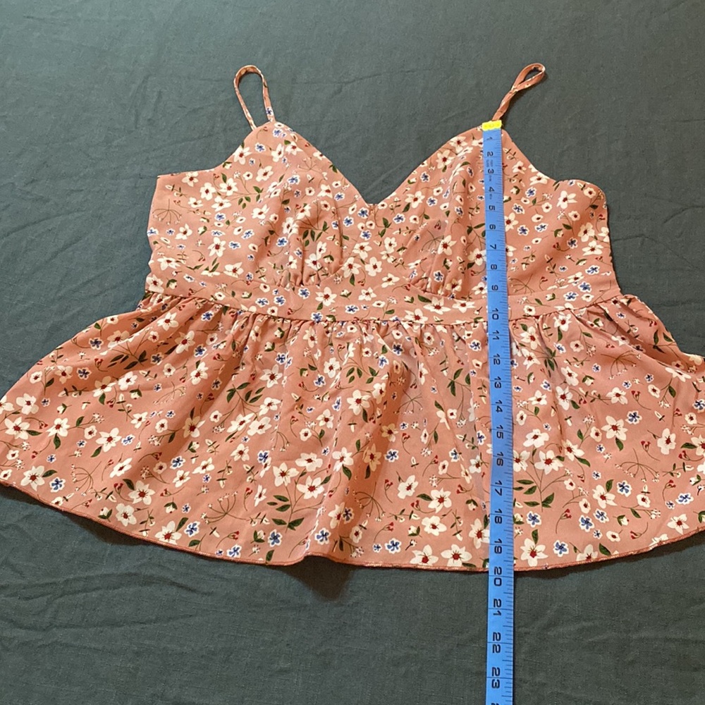 Pink Floral Peplum Tank Top 1XL - Picture 6 of 6
